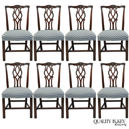 Vintage Kindel Georgian Chippendale Mahogany Dining Room Side Chairs - Set of 8