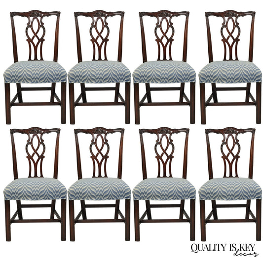 Vintage Kindel Georgian Chippendale Mahogany Dining Room Side Chairs - Set of 8