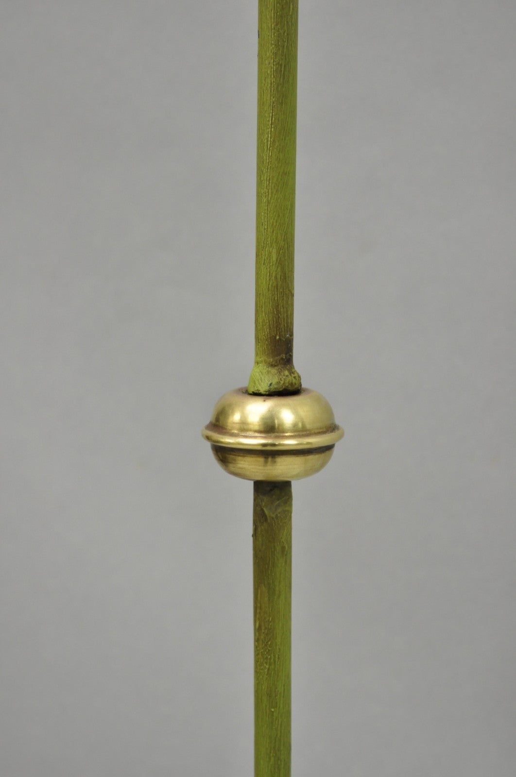 Antique Spanish Renaissance Gothic Green Iron & Brass Tripod Pole Floor Lamp