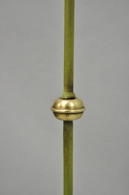 Antique Spanish Renaissance Gothic Green Iron & Brass Tripod Pole Floor Lamp