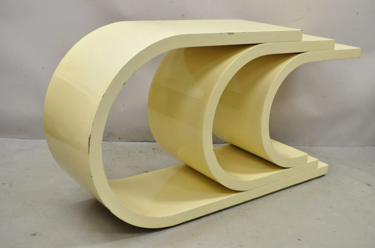 Vintage Modern Triple "C" Bone Lacquer Sculptural Springer Style Console Table