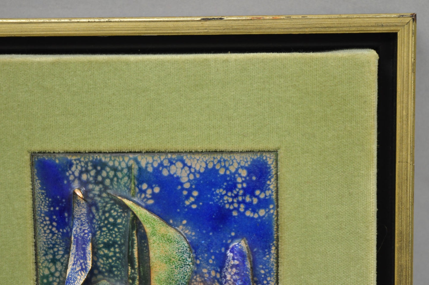 Vintage Mid Centuy Modern Enameled Copper Clipper Ship Art Painting by M. Rosen