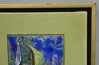 Vintage Mid Centuy Modern Enameled Copper Clipper Ship Art Painting by M. Rosen