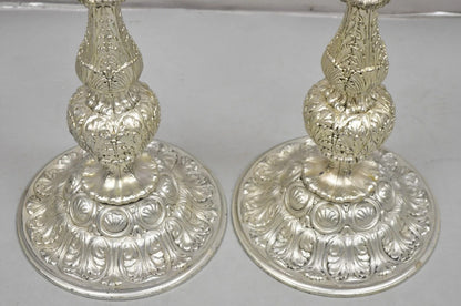Vintage 43" Tall Baroque Silver Plated Collapsible Floor Candlesticks in Box