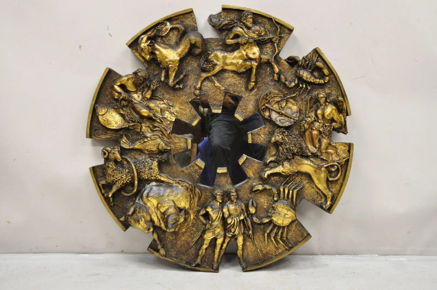 Vintage Finesse Originals Mid Century Modern Fiberglass Zodiac Sign Wall Mirror