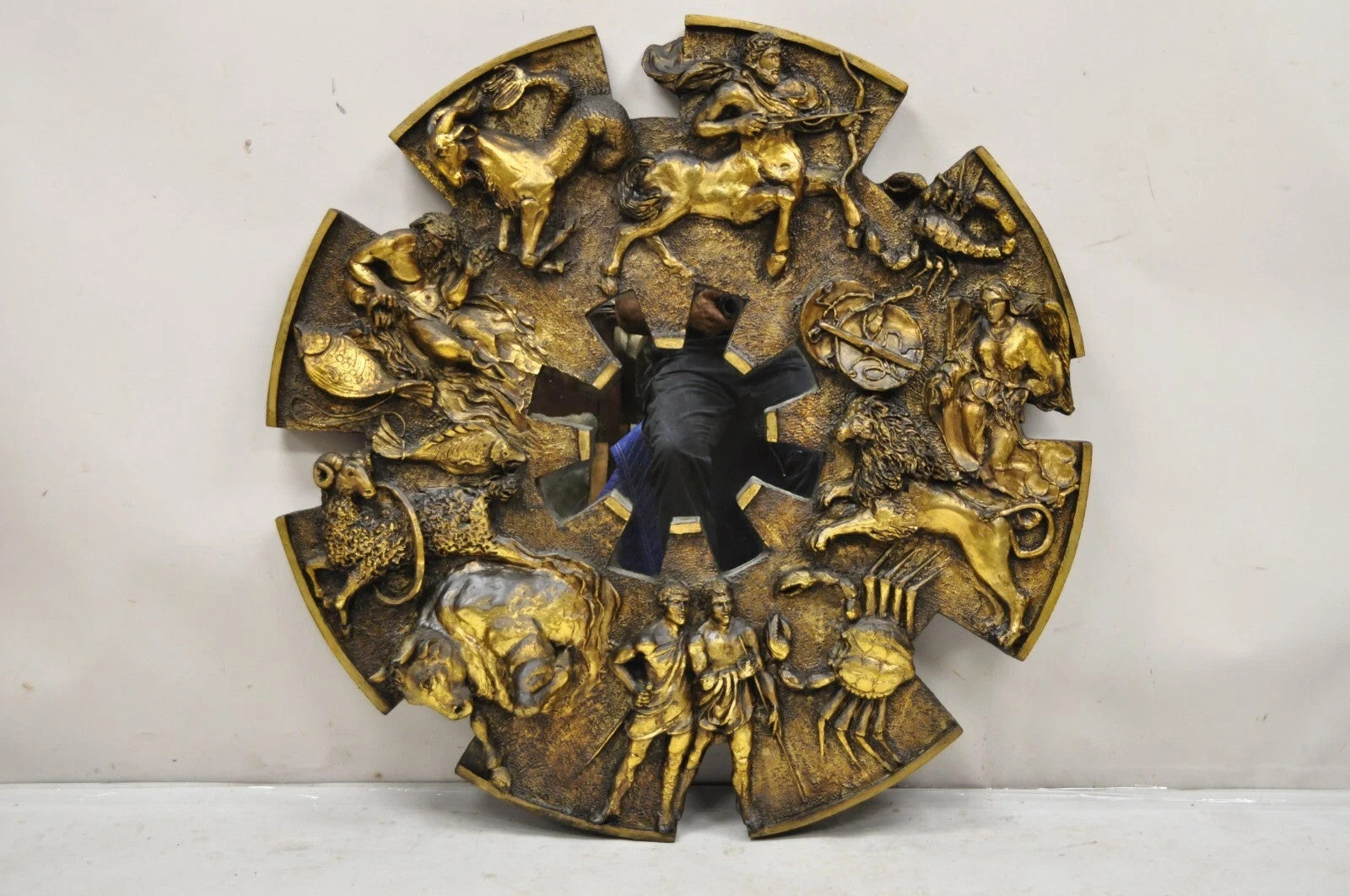 Vintage Finesse Originals Mid Century Modern Fiberglass Zodiac Sign Wall Mirror
