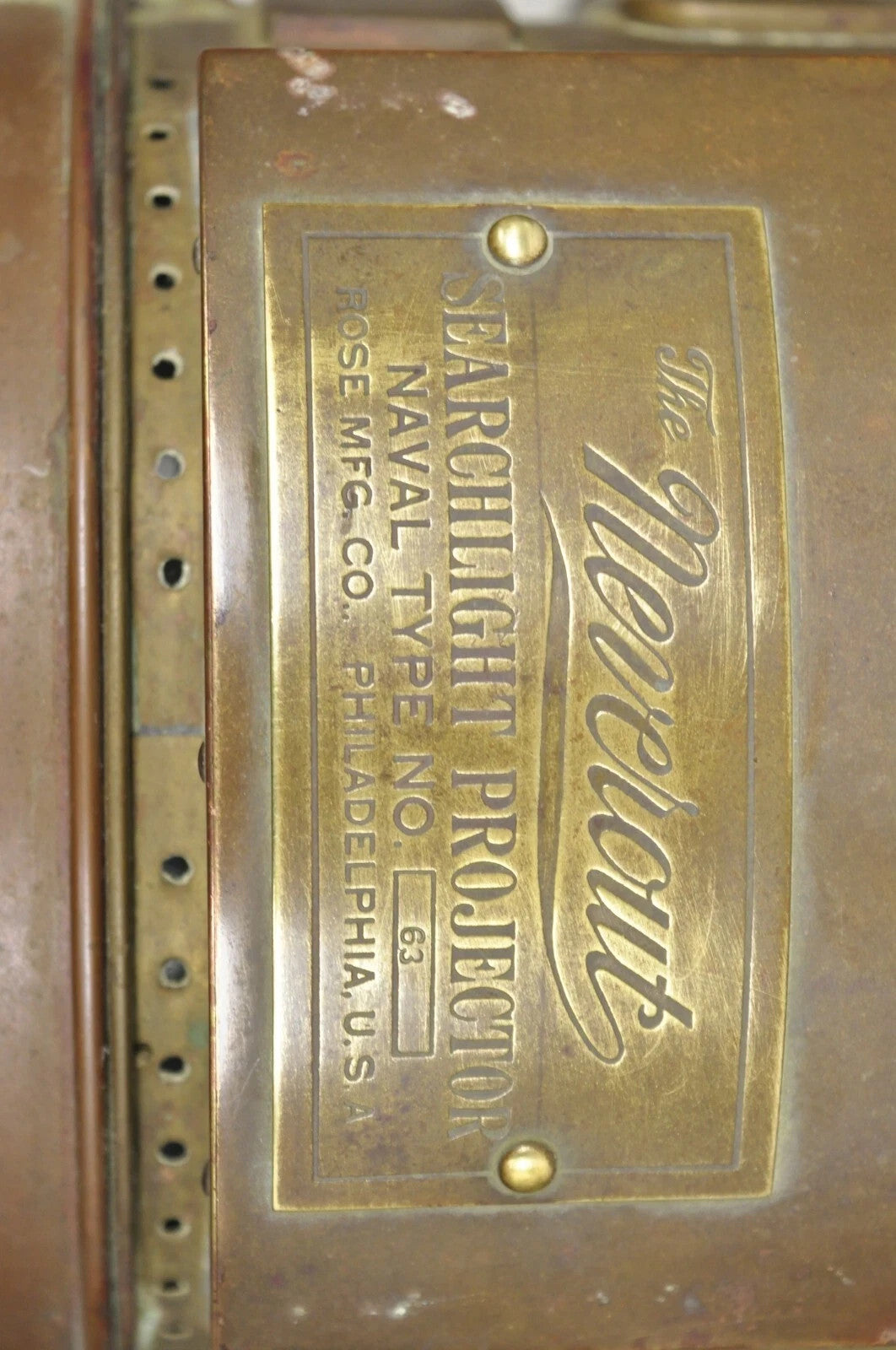 Antique "The Neverout" Searchlight Projector Brass Rose Mfg Maritime Table Lamp