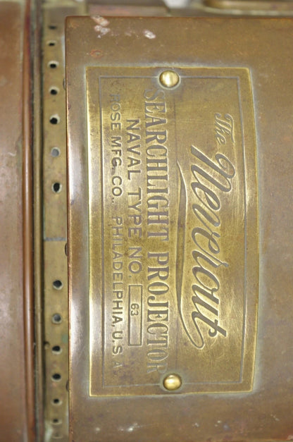 Antique "The Neverout" Searchlight Projector Brass Rose Mfg Maritime Table Lamp