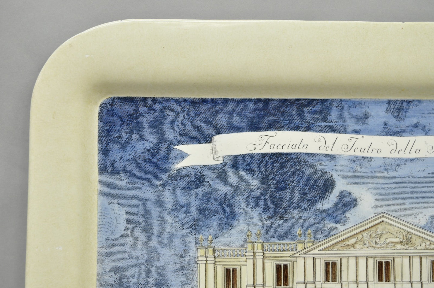 Vintage Fornasetti Milano Italy Italian Large Tole Metal Tray Piazza della Scala