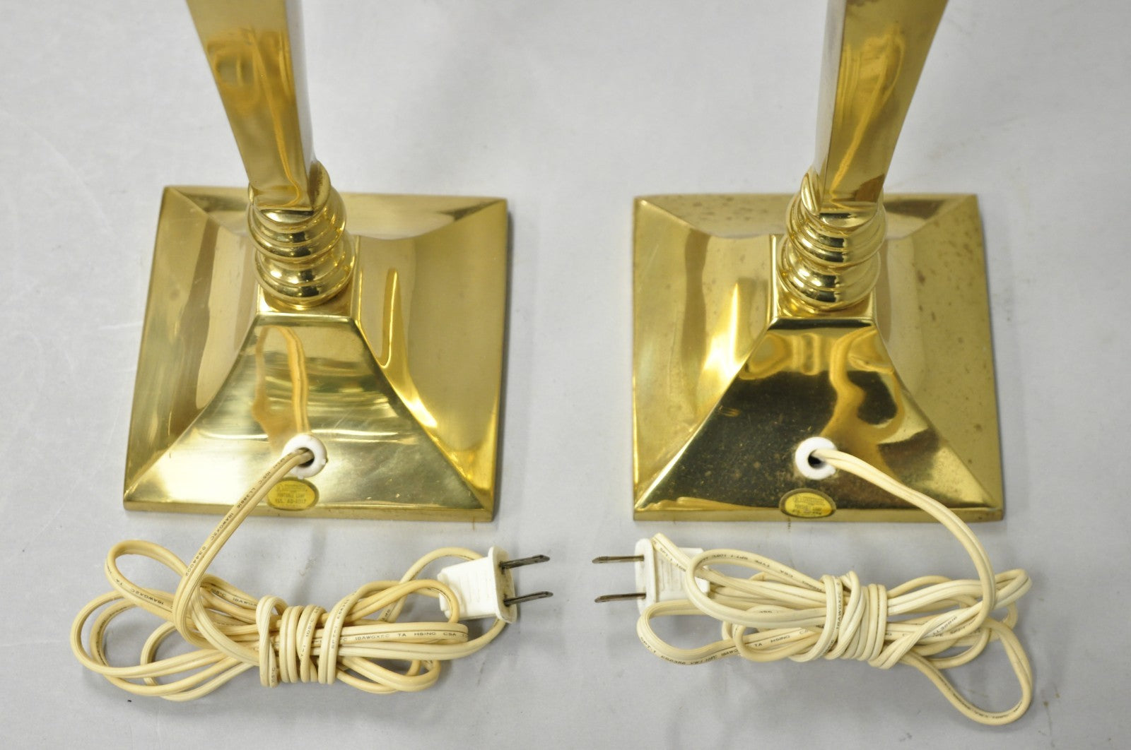 Hollywood Regency Tommi Parzinger Style Brass Candlestick Table Lamp Pair