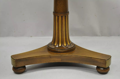 Vintage French Empire Mahogany Pedestal Base Round Brass Gallery Center Table