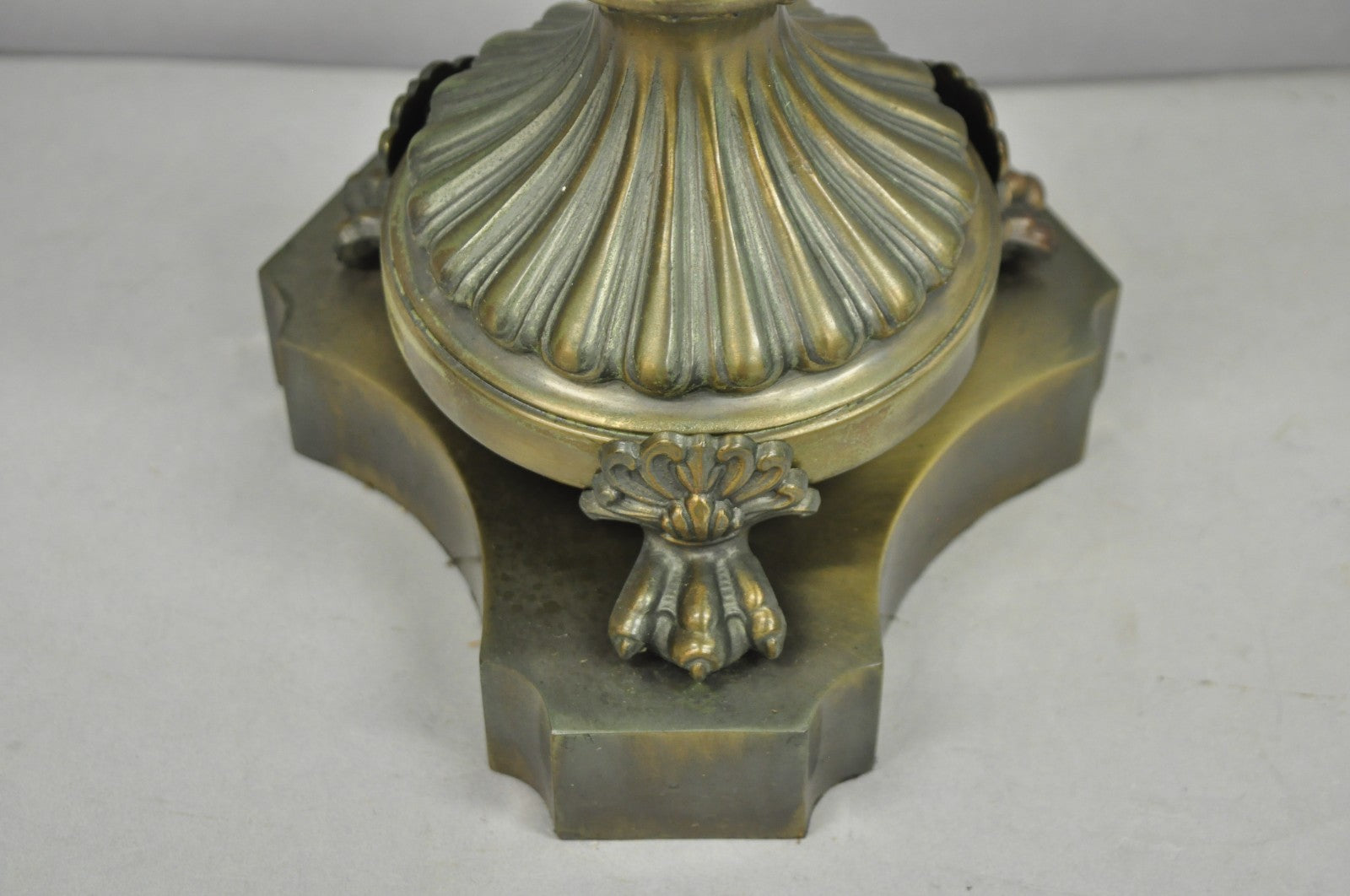 Vintage Roman Classical Style Gray Porcelain Urn Neoclassical Table Lamp - Pair