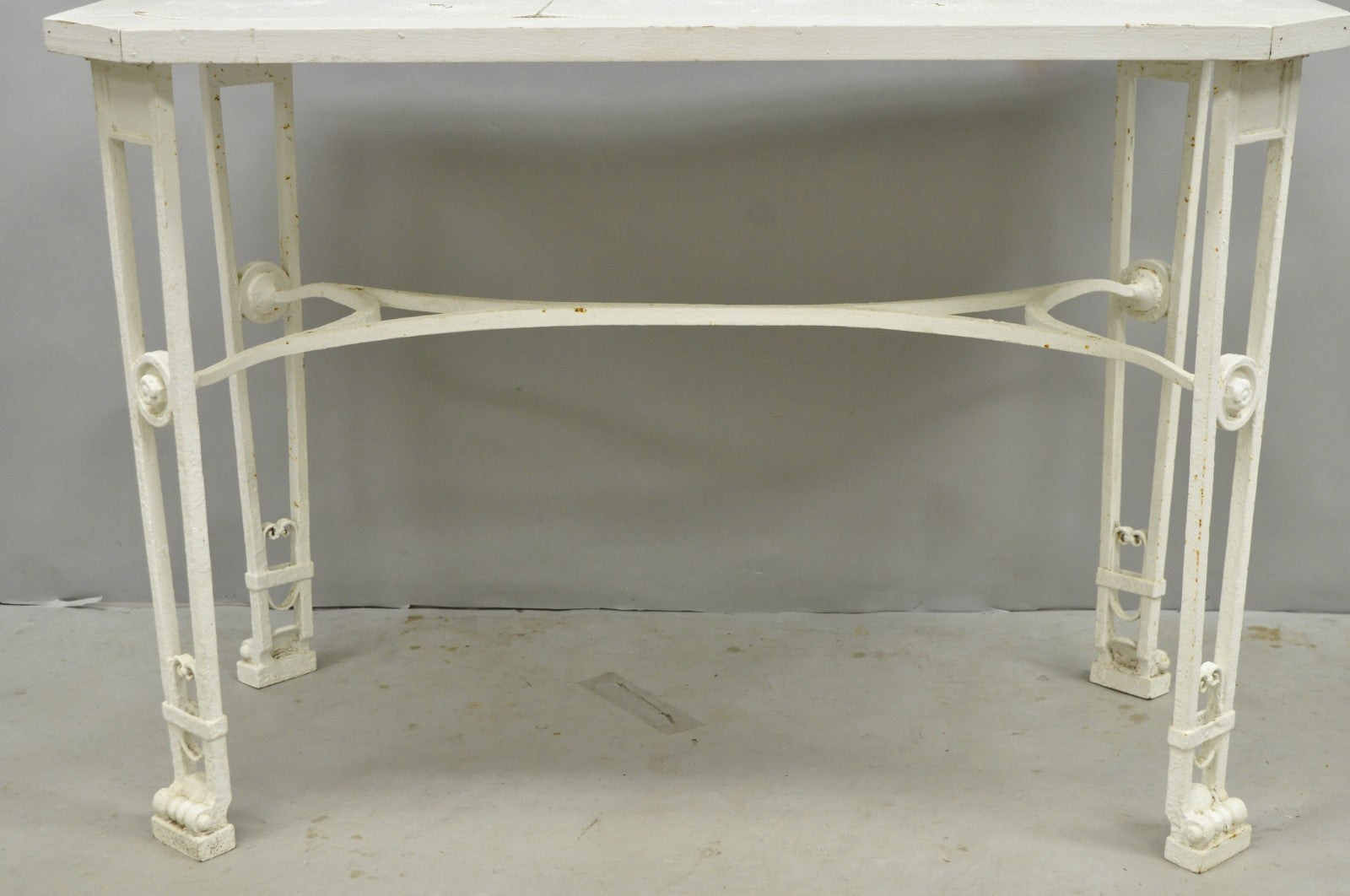 Antique Gothic Renaissance Wrought Iron Stretcher Base Potting Side Table (A)