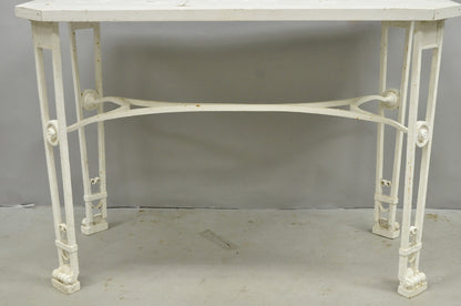 Antique Gothic Renaissance Wrought Iron Stretcher Base Potting Side Table (A)