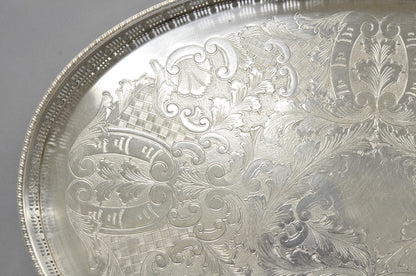 Vintage Viners of Sheffield Edwardian Silver Plated Raised Gallery Oval Tray