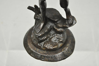 Vintage French Bronze Sculpture of Woman w/ Birds & Basket After Emile Guillemin