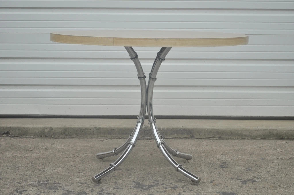Vintage Hollywood Regency Chrome Metal Faux Bamboo Dining Kitchen Set - 5 Pc Set