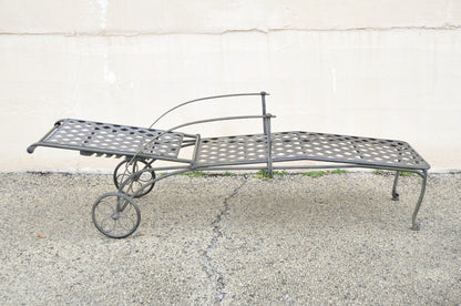Woodard Maddox Black Wrought Iron Adjustable Pool Patio Chaise Lounge Chair