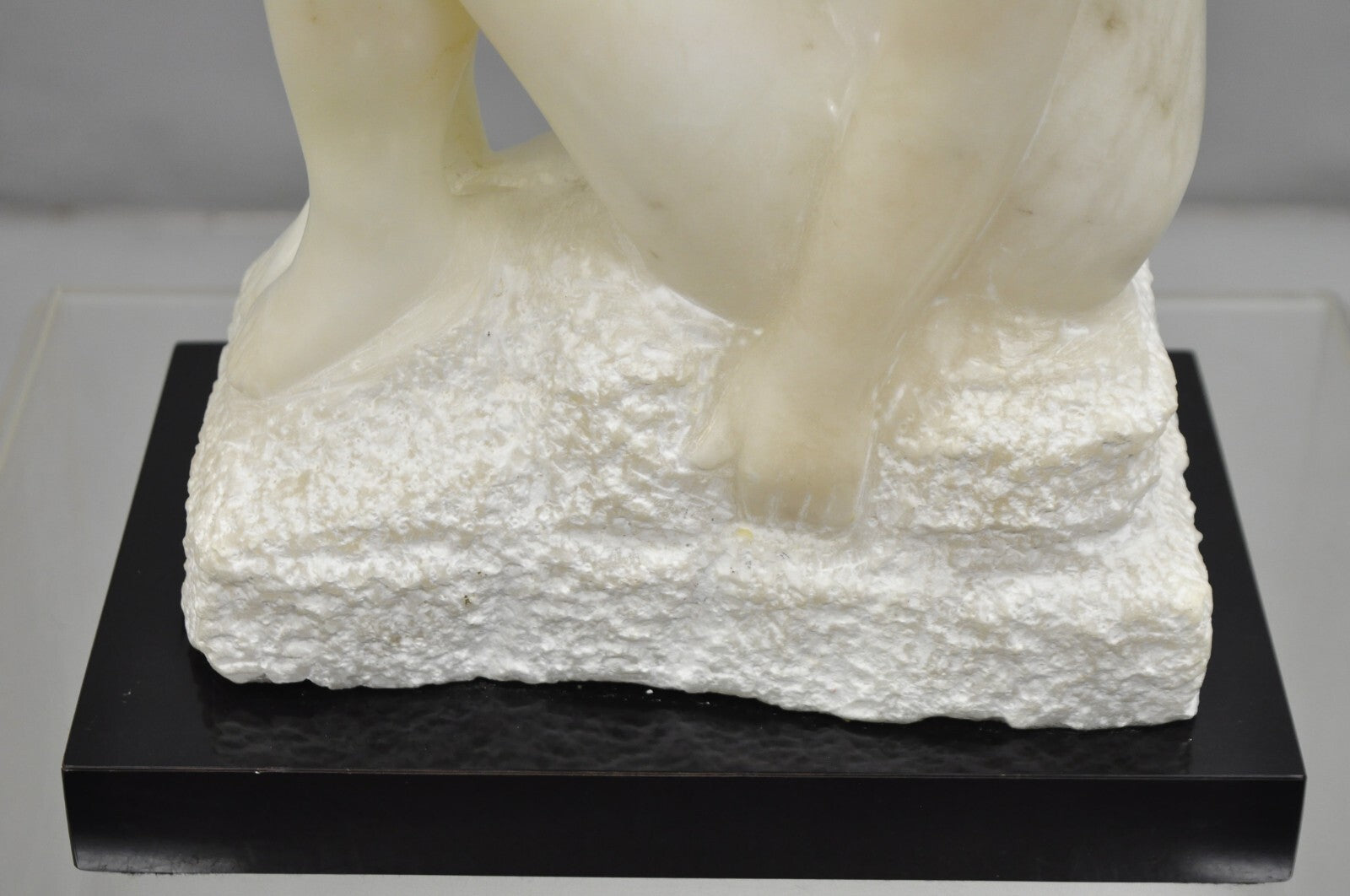Morton Gaffin "Seated Woman" Modernist Carved White Alabaster Nude Sculpture