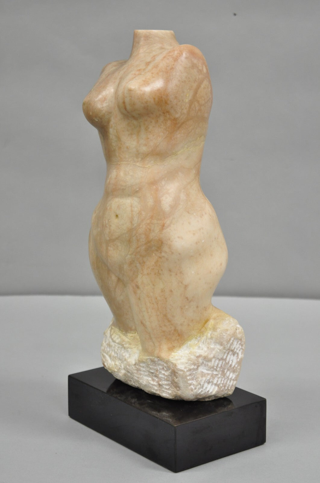 Morton Gaffin Female Nude Bust Modernist Carved Peach Alabaster Sculpture