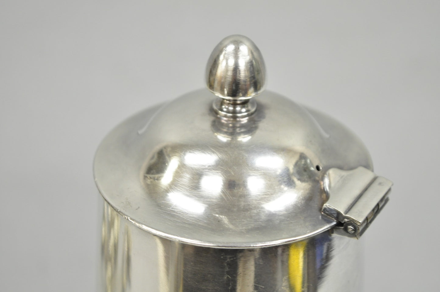 Vintage US Navy Art Deco Silver Plated Coffee Tea Pot Kettle w/ Wooden Handle