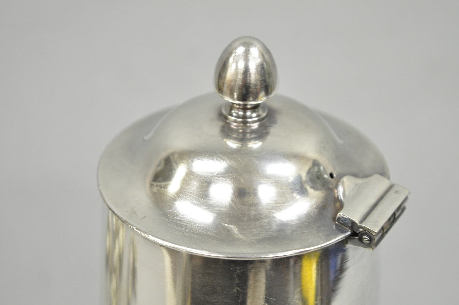 Vintage US Navy Art Deco Silver Plated Coffee Tea Pot Kettle w/ Wooden Handle