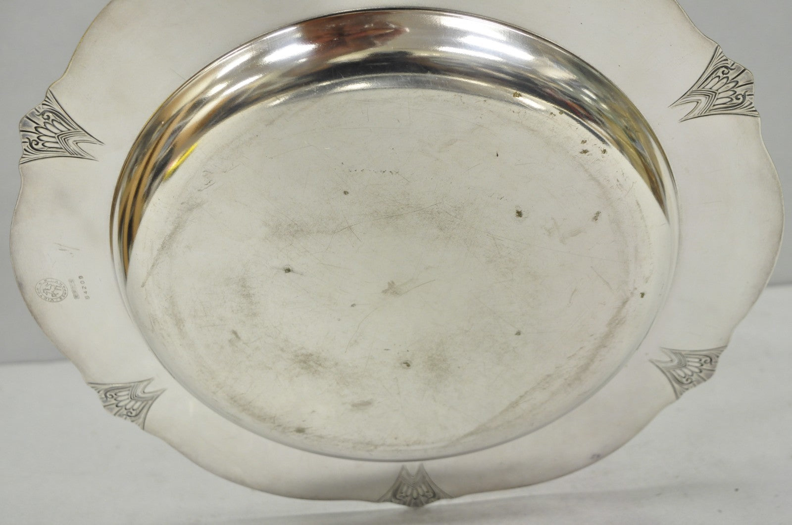 Vintage Victor SP Co Art Deco Silver Plated Charger Serving Dish Platter Plate