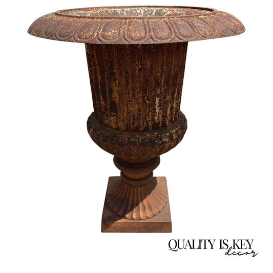 Large Cast Iron 40" Tall French Campana Urn Style Fluted Outdoor Garden Planter