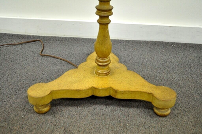 Vintage Biedermeier Style Turn Carved Wood Candlestick Side Table Floor Lamp