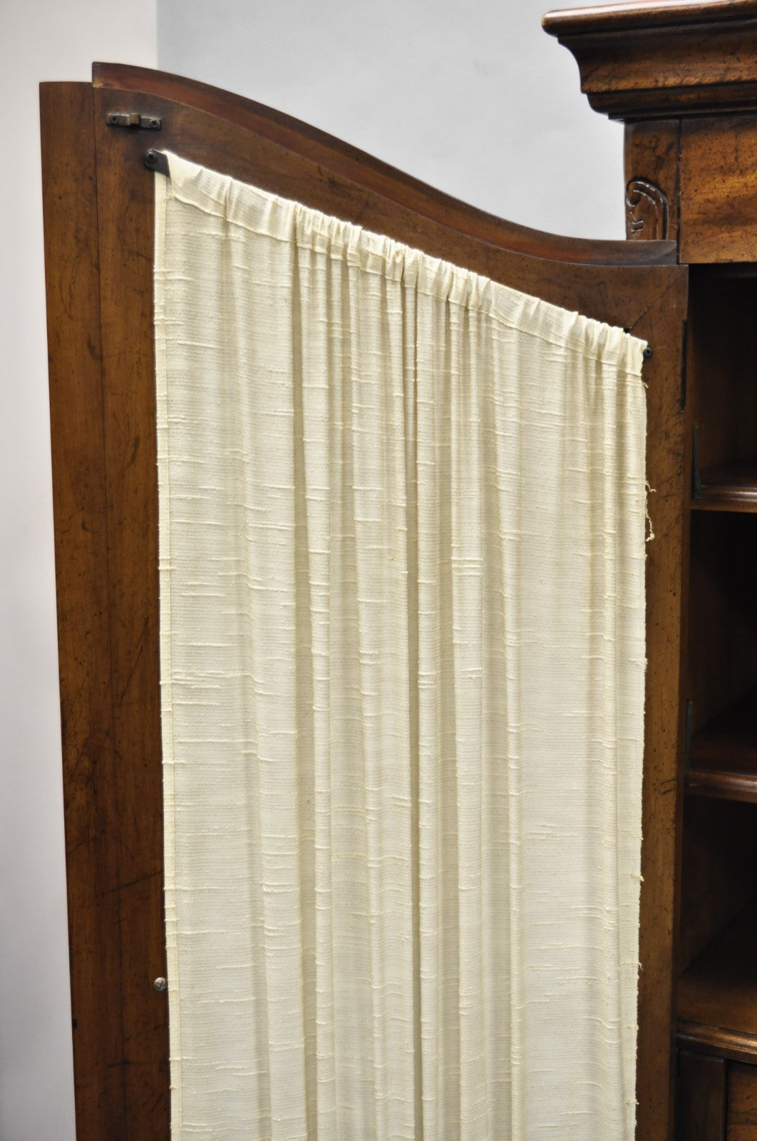 Vintage French Country Style Tall Walnut Armoire Dresser Wardrobe by White Furn.