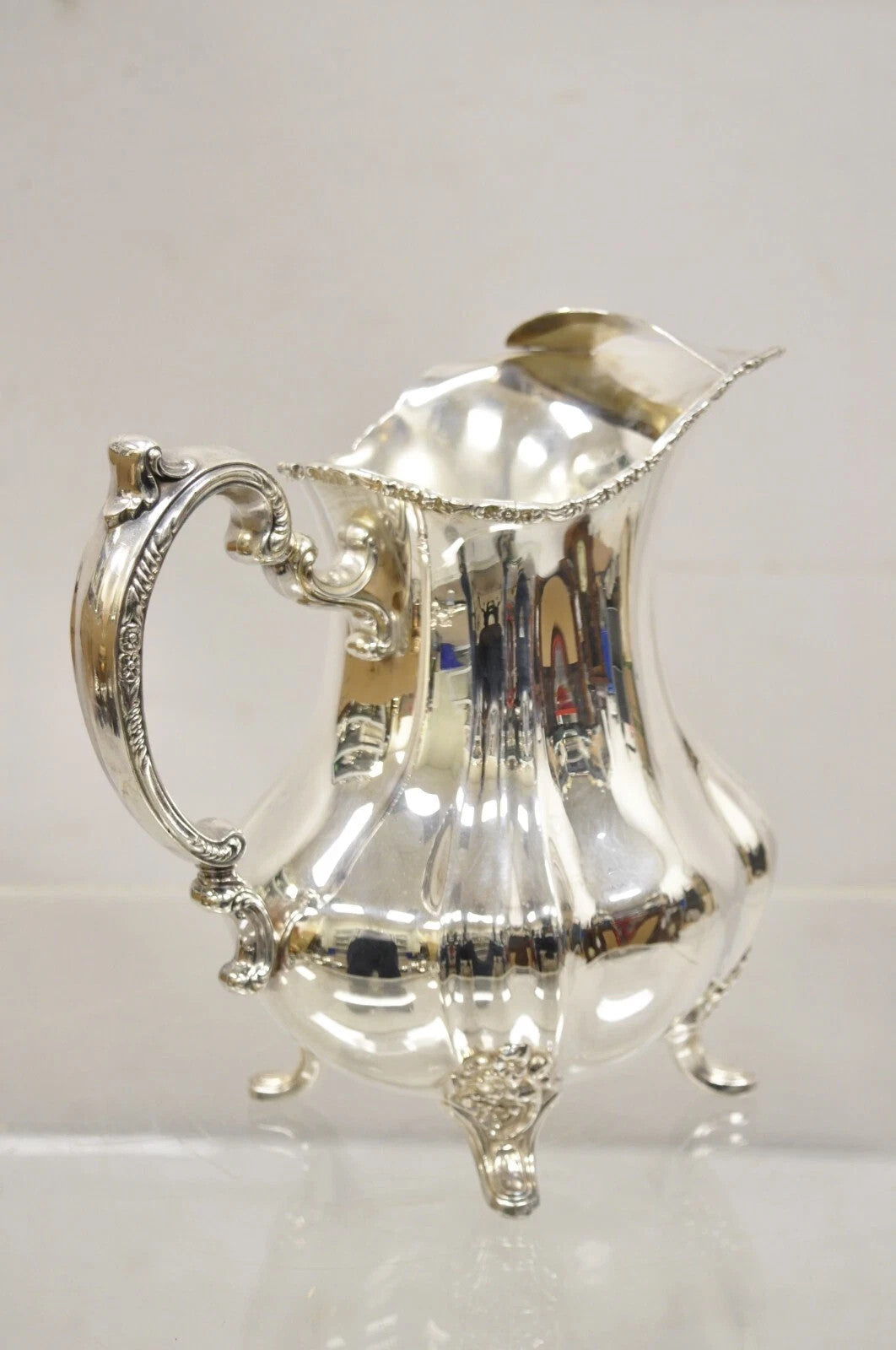 Vintage Lancaster Rose by Poole 401A EPCA Silver Plated Water Pitcher