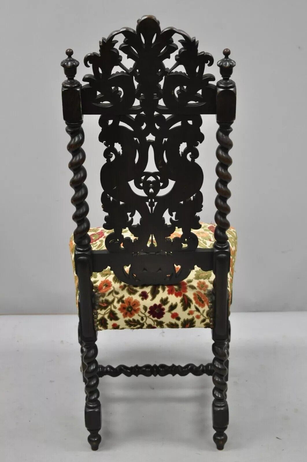 Antique 19th C. Renaissance Revival Carved Walnut Figural Throne Side Chair