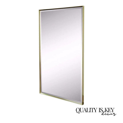 Vintage Mid Century Modern Paul McCobb Style Brass Tone Beveled Glass Mirror