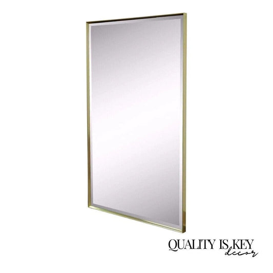 Vintage Mid Century Modern Paul McCobb Style Brass Tone Beveled Glass Mirror