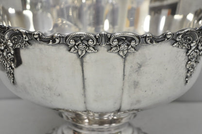 Vintage Baroque by Wallace 252 & 253 Silver Plated Punch Bowl Set w/ 10 Cups