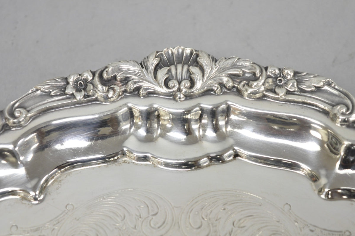 Vintage Poole Silver 3209 Victorian 12" Round Silver Plated Salver Platter Tray