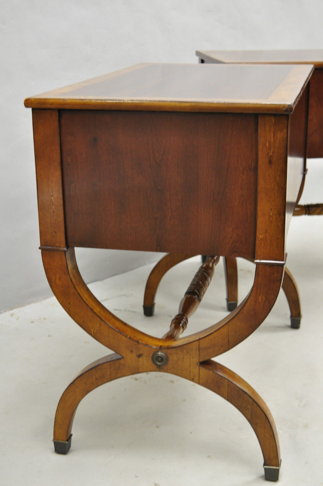 Ethan Allen Townhouse 2 Drawer Night Table Nightstand Curule Regency Style, Pair