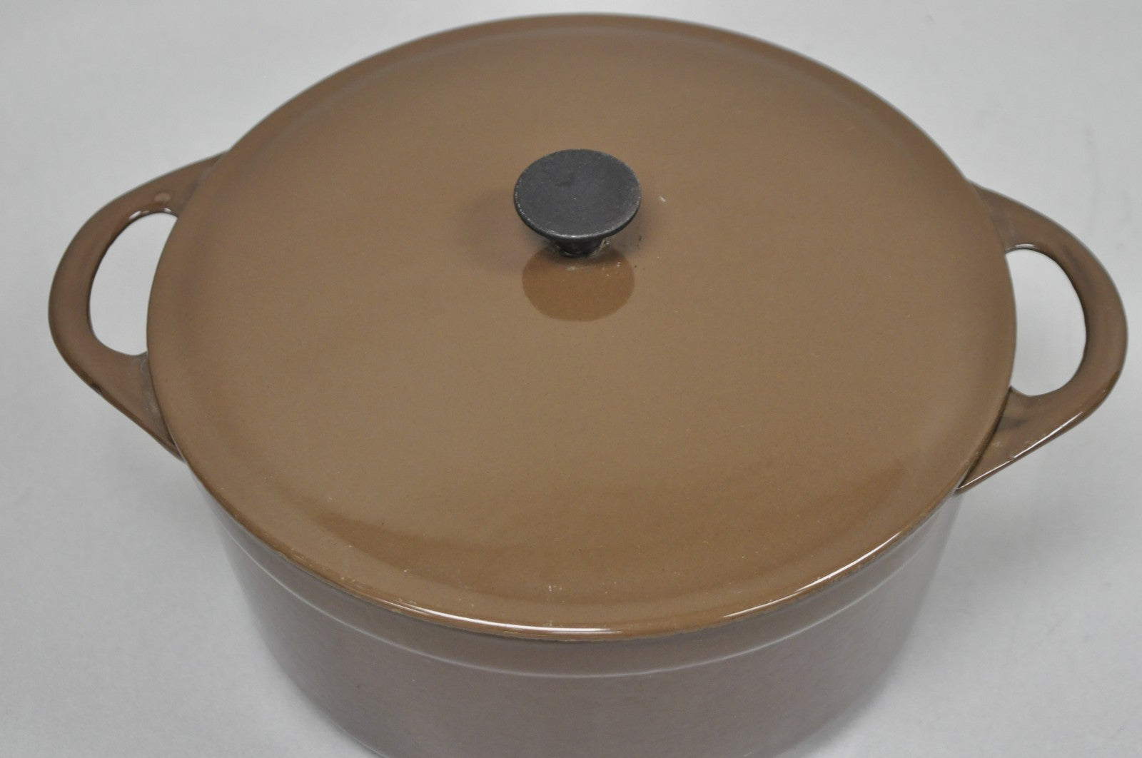 Vintage Cousances France Enameled Cast Iron Dutch Oven Pot Chocolate Brown # 22