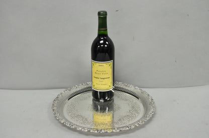 Vintage EG Webster & Son Silver Plated Grapevine Round Bar Serving Platter Tray