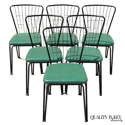 Vintage Daystrom Mid Century Modern Black Metal Kitchen Dining Chairs, Set of 6