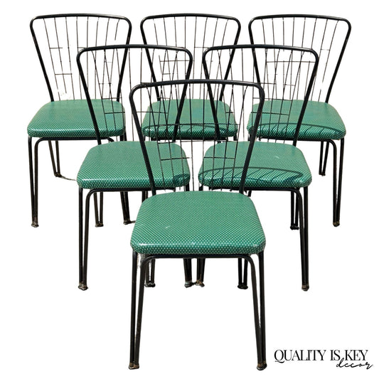 Vintage Daystrom Mid Century Modern Black Metal Kitchen Dining Chairs, Set of 6