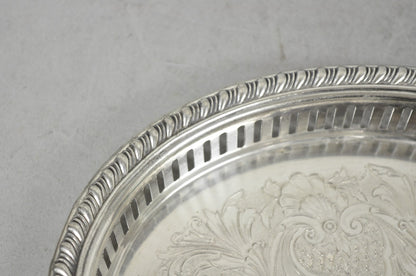 Vintage Eales Silver Plated Small Raised Gallery Oval Trinket Dish Bar Tray