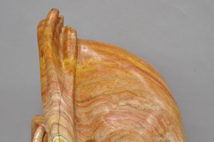 Vintage Seymour Shuren Modern Pink Carved Marble Abstract Panther Cat Sculpture