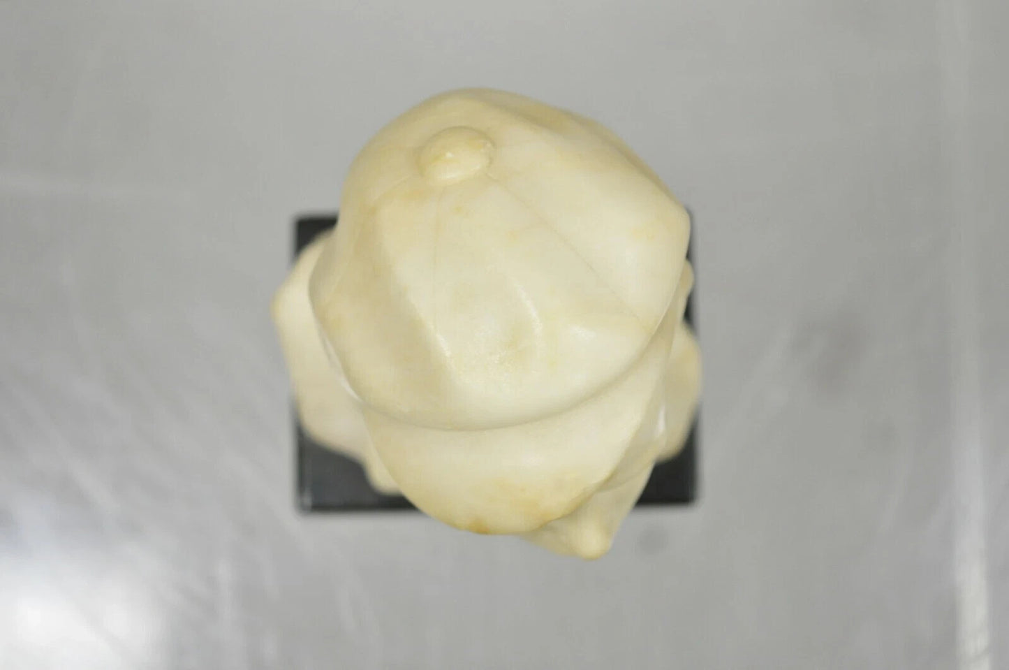 Antique 6" Carved Alabaster Marble Boy Bust Smoking Cigarette Signed "Martin"