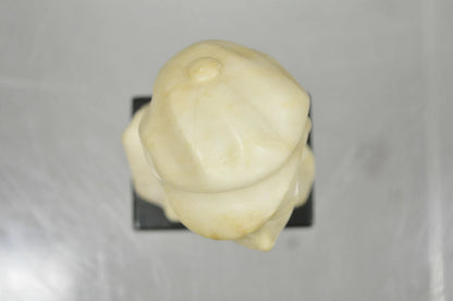 Antique 6" Carved Alabaster Marble Boy Bust Smoking Cigarette Signed "Martin"