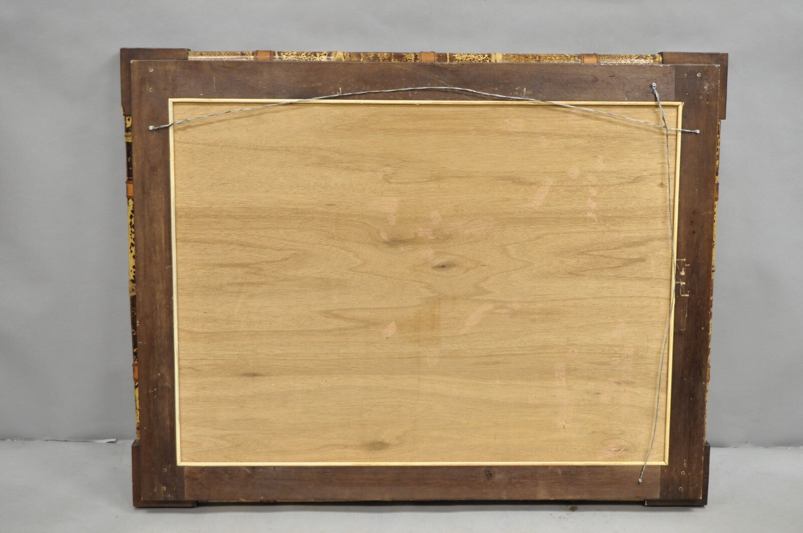Hollywood Regency Large Bamboo Wood Frame Tropical 54" Rectangular Wall Mirror