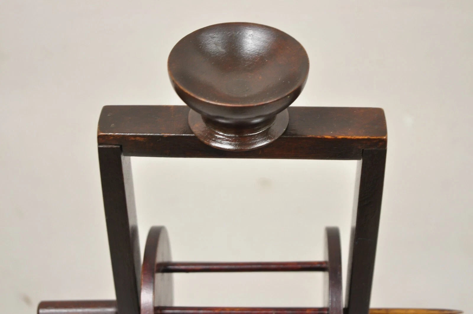 Antique American Primitive Mahogany Handmade Wool Winder Spool Thread Stand
