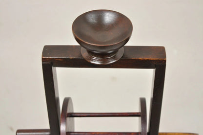 Antique American Primitive Mahogany Handmade Wool Winder Spool Thread Stand