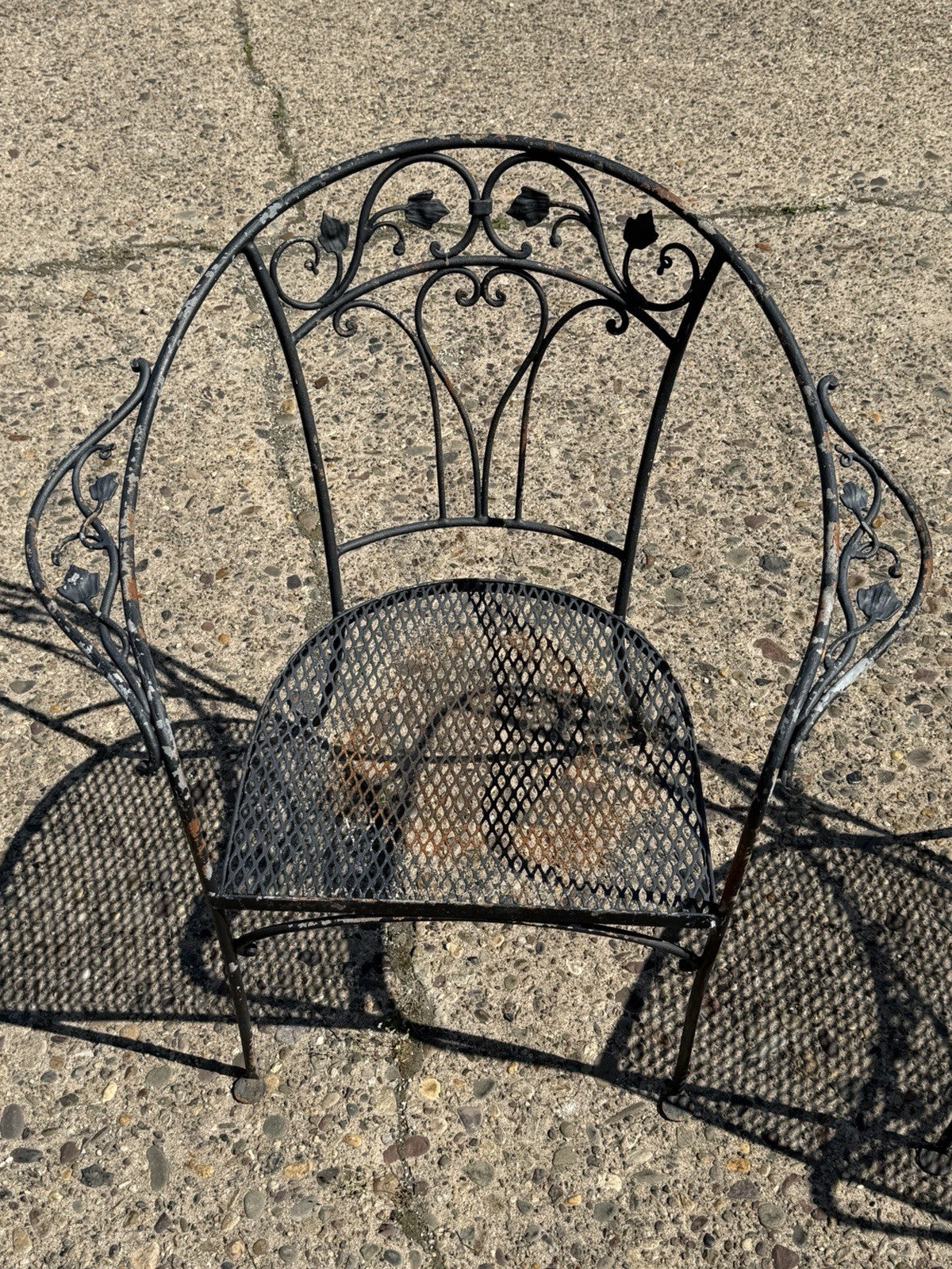 Salterini Style Wrought Iron Garden Patio Arm Chairs by Florentine Craft Studio