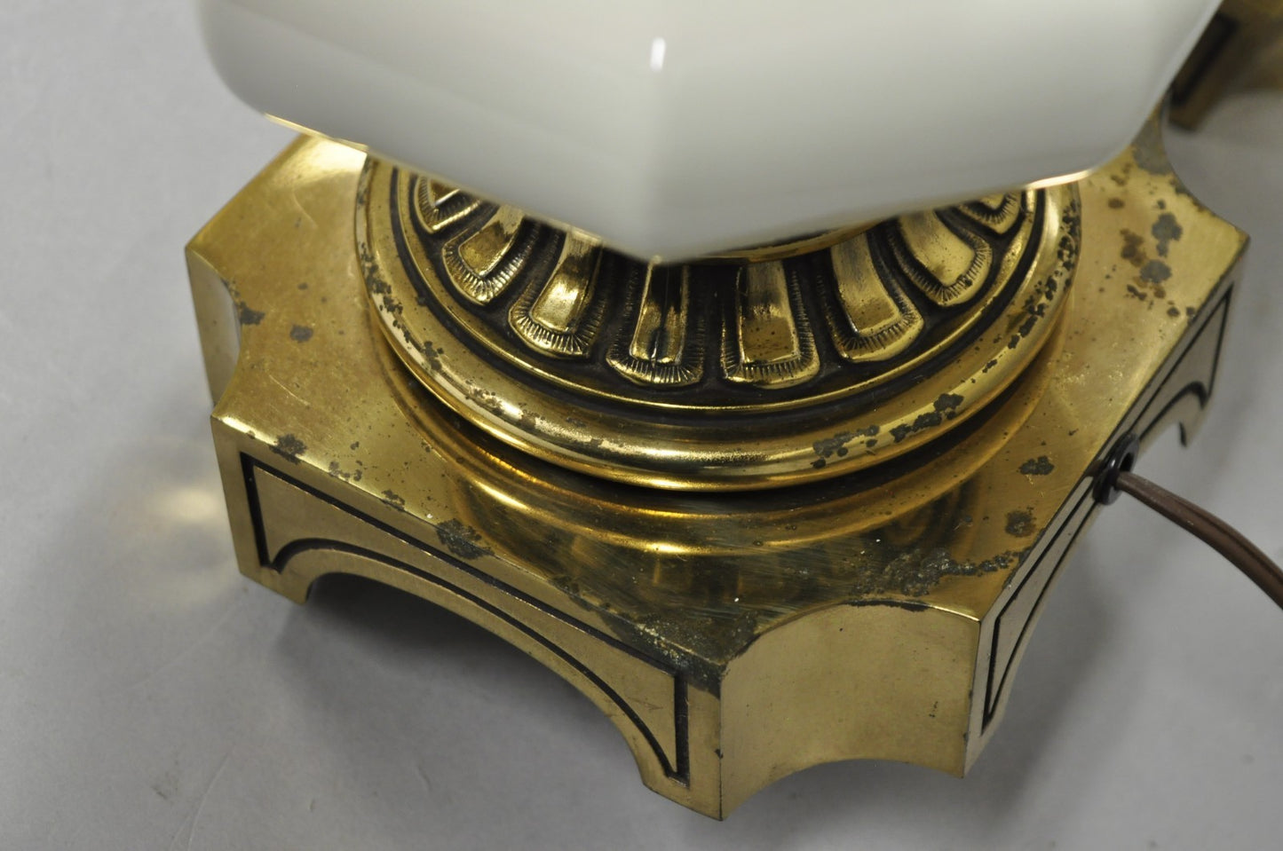 Vintage Stiffel Empire Style Burnished Brass & Porcelain Table Lamps (C) - Pair
